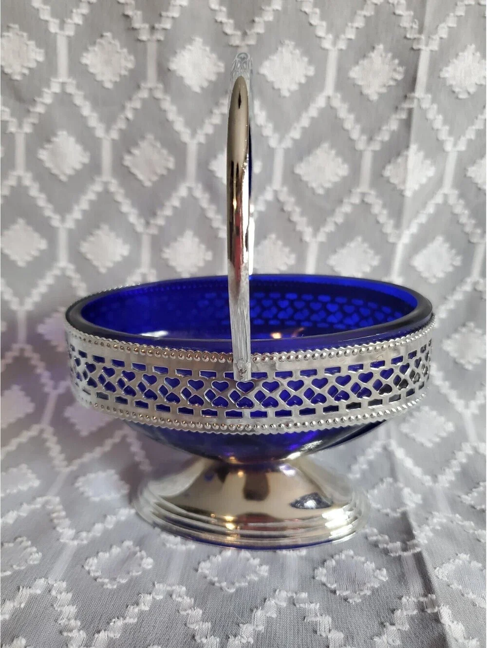 Cobalt Blue And Silvertone Condiment Server